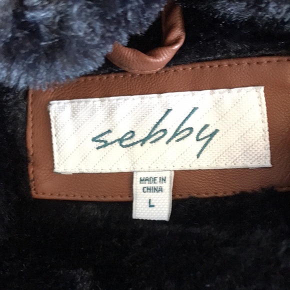 Sebby brown faux leather, black faux fur with gray hoodie jacket size L Juniors - Picture 8 of 15